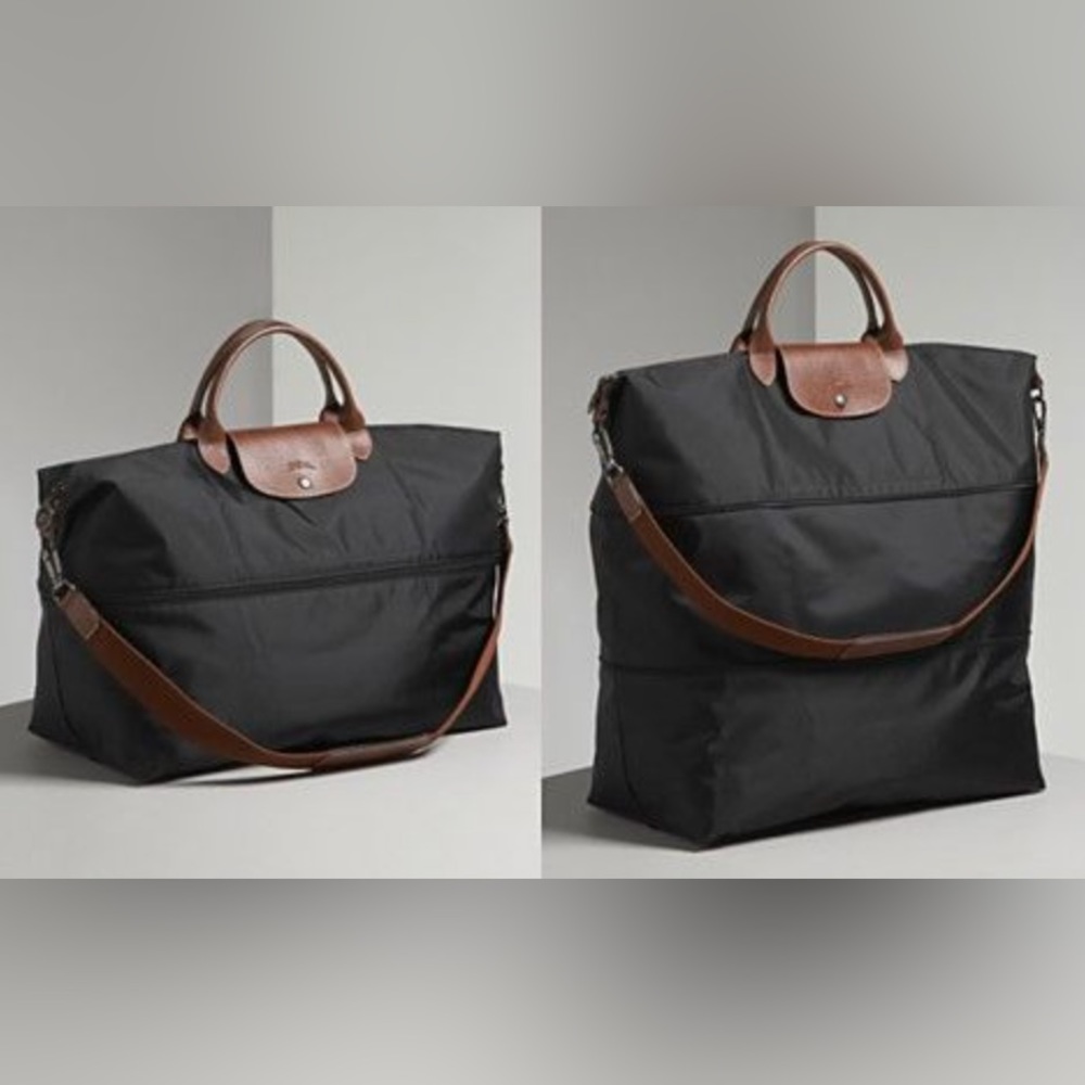 NEW Longchamp Le Pliage Expandable Expansible Travel Weekender Bag - Gray